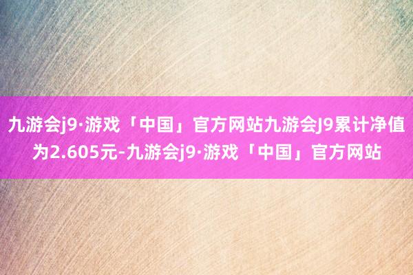 九游会j9·游戏「中国」官方网站九游会J9累计净值为2.605元-九游会j9·游戏「中国」官方网站